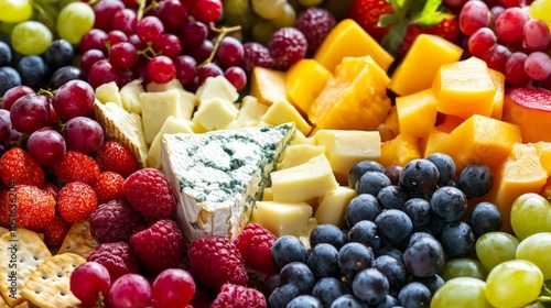 charcuterie board with fruits and cheese