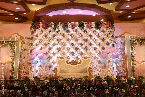 edding stage decoration in south india photo