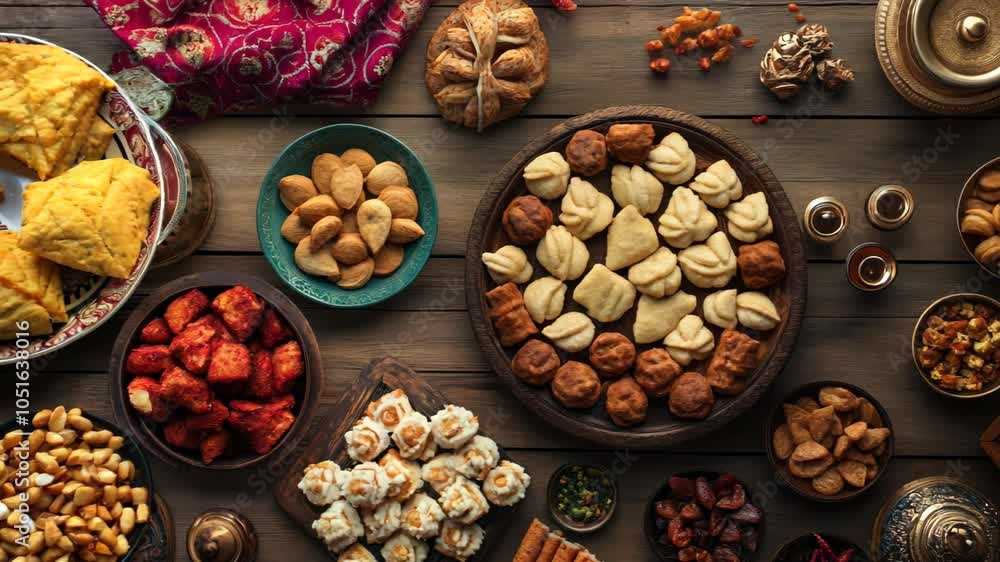 A table is covered with a variety of foods, including cookies, crackers A table is covered with a variety of foods, including cookies, crackers