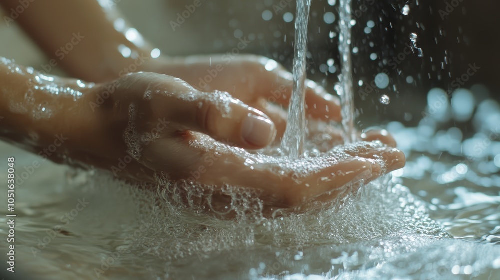 Fototapeta premium Hands Washing with Water and Soap