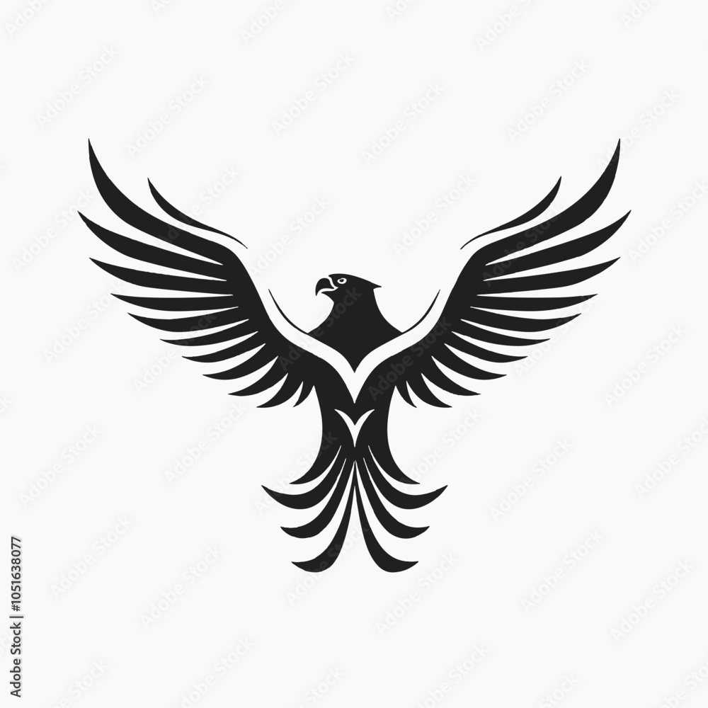 Fototapeta premium Elegant black bird logo design