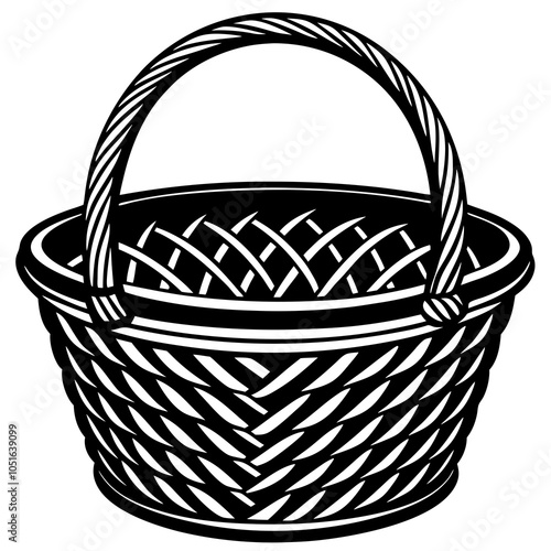 empty basket silhouette isolated on white