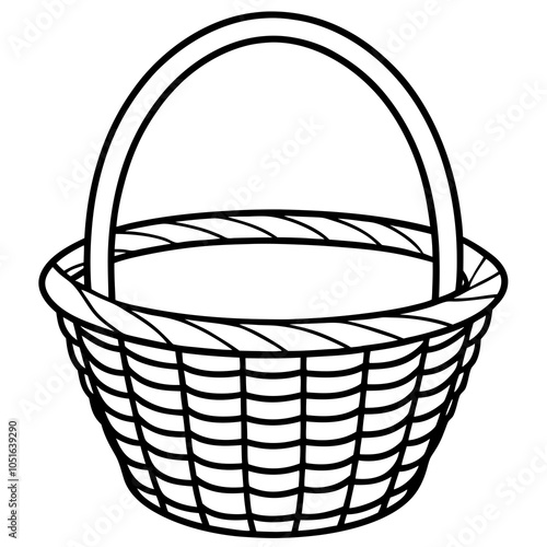 empty basket line art isolated on white