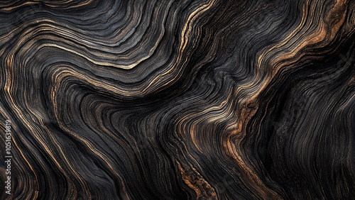 Rich ebony wood with a deep, sleek finish and intricate, natural grain patterns