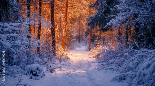 Serene Snowy Path Through Winter Wonderland