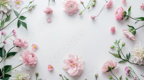 A cute and colorful flower image, beautifully arranged on a white background for text insertion. Designed for use in design or presentations.