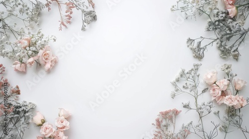 A cute and colorful flower image, beautifully arranged on a white background for text insertion. Designed for use in design or presentations.