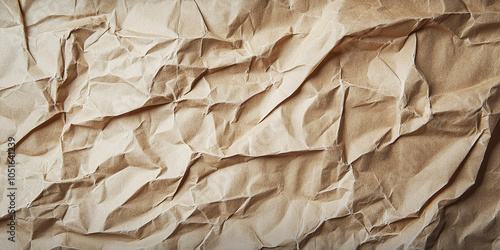 Crumpled brown eco-paper texture with a natural, recycled feel, ideal for backgrounds, scrapbooking, or environmentally themed projects. photo