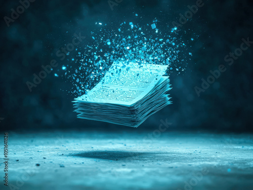 Wallpaper Mural digital resume floating in virtual space, surrounded by mesmerizing blue glow, symbolizes innovation and future of job applications Torontodigital.ca