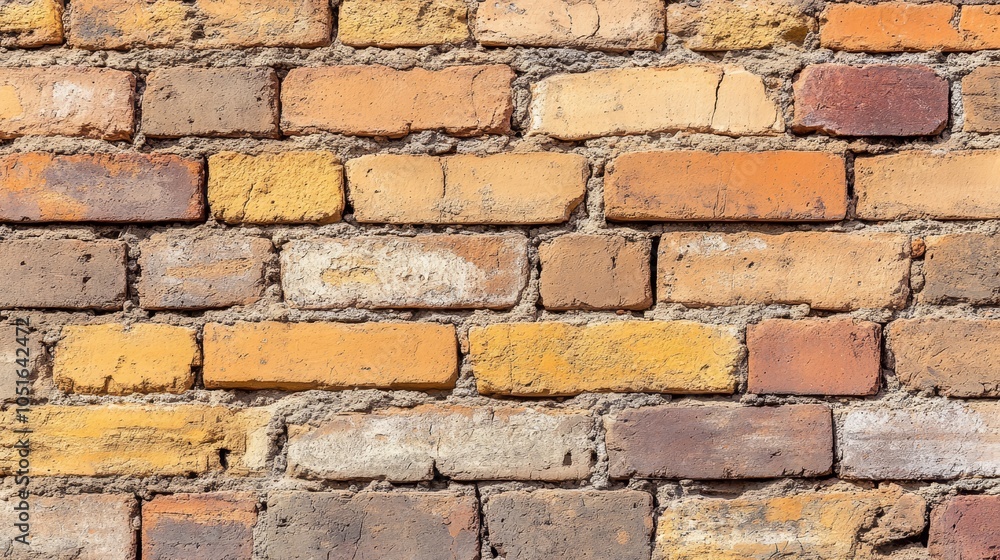 Obraz premium Rustic brown and yellow brick wall texture, a detailed background image rustic