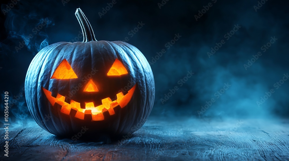 Naklejka premium Spooktacular halloween pumpkin embrace the spirit of the season with a classic jack-o'-lantern and mystical atmosphere