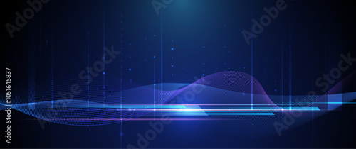 Vector abstract dynamic, wave particle and dot. Illustration technology background with dynamic mesh, flow particles design for banner, wallpaper. Futuristic, digital datum network and science concept