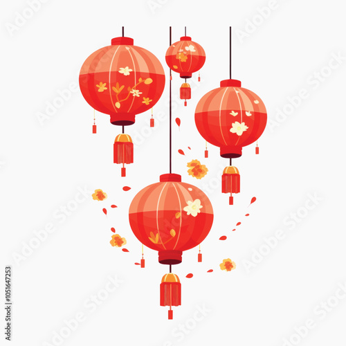 Traditional festive red lanterns illustration