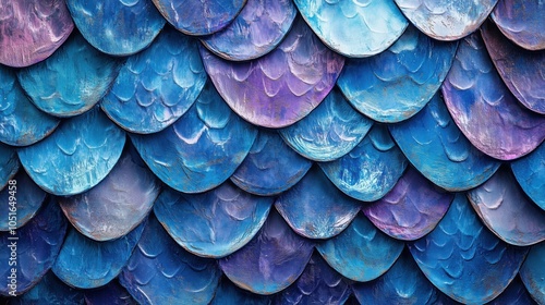 Wallpaper Mural Colorful scales texture, vibrant blue and purple hues, artistic design Torontodigital.ca