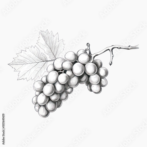 Detailed grapevine sketch illustration
