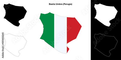 Bastia Umbra (Umbria) outline map set