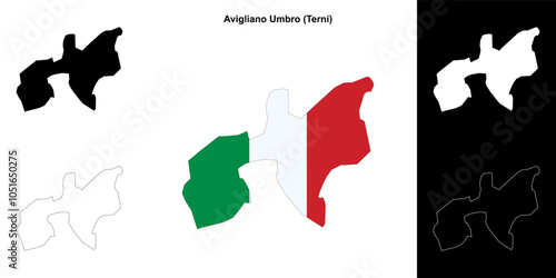 Avigliano Umbro (Umbria) outline map set