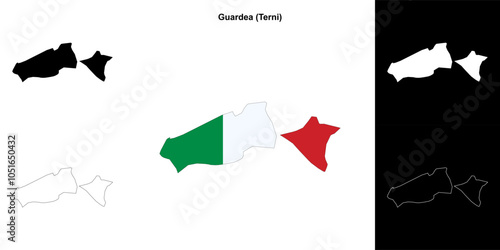 Guardea (Umbria) outline map set photo