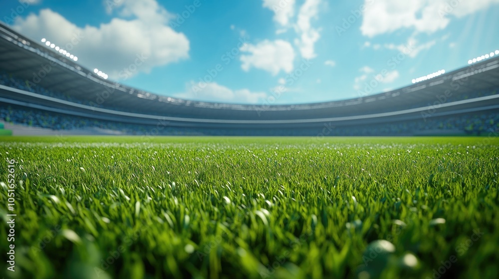 Fototapeta premium Soccer Field with Stadium Background