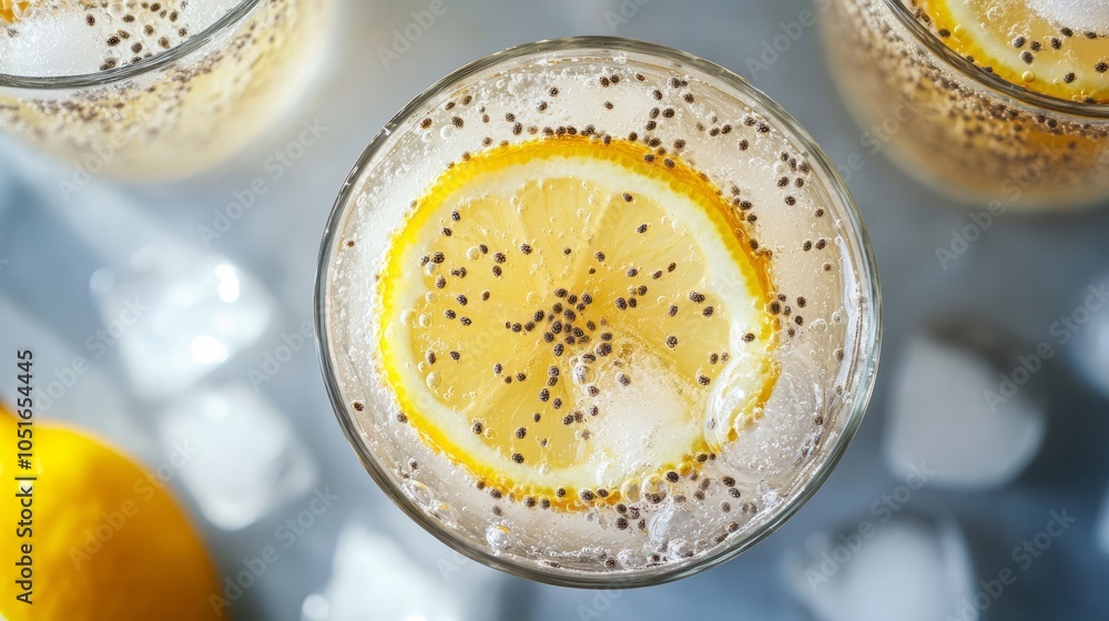 coctail with lemon and chia seed coctail with lemon and chia seed