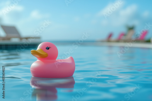 Pink Rubber Duck in Pool