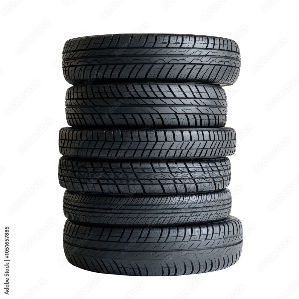 Versatile Stack of Tires on a White Background for Automotive Themes, isolated on transparent background, PNG Format Versatile Stack of Tires on a White Background for Automotive Themes, isolated on transparent background, PNG Format
