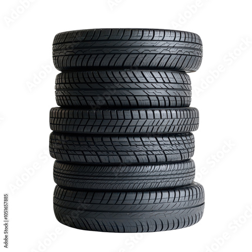 Versatile Stack of Tires on a White Background for Automotive Themes, isolated on transparent background, PNG Format photo