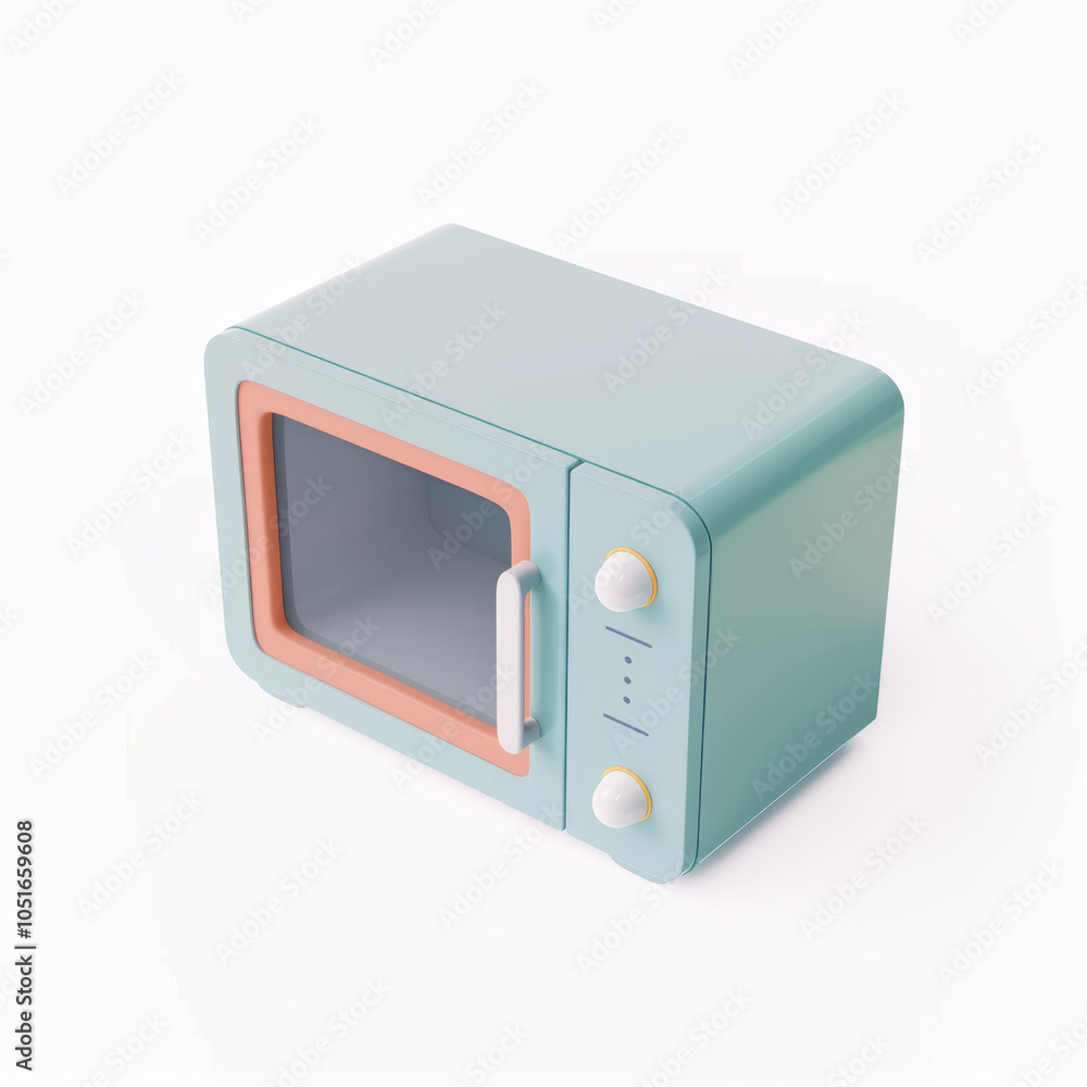 Fototapeta premium Microwave oven in 3D style on a white background 