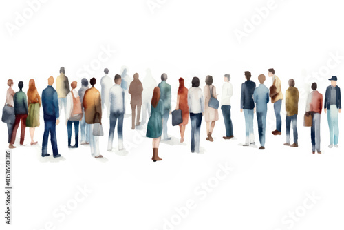 Diverse crowd watercolor painting