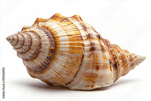 Beautiful Spiral Seashell On White Background