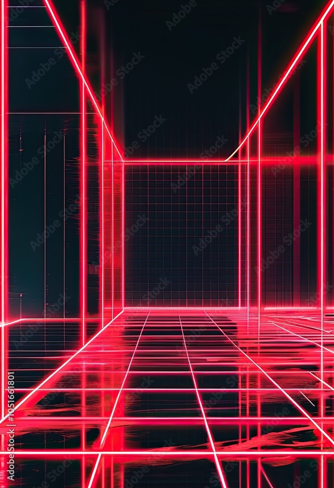 Retro-futuristic neon red backdrop, perfect for text or product placement Retro-futuristic neon red backdrop, perfect for text or product placement