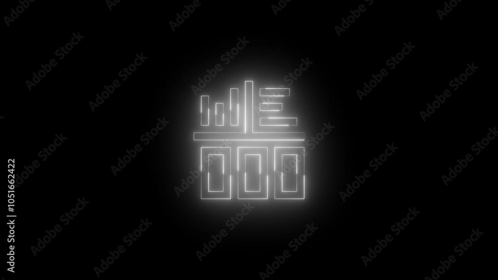 Neon interactive dashboard icon glowing black background animation Neon interactive dashboard icon glowing black background animation