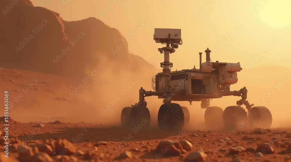 Fototapeta premium Exploring the Martian Landscape