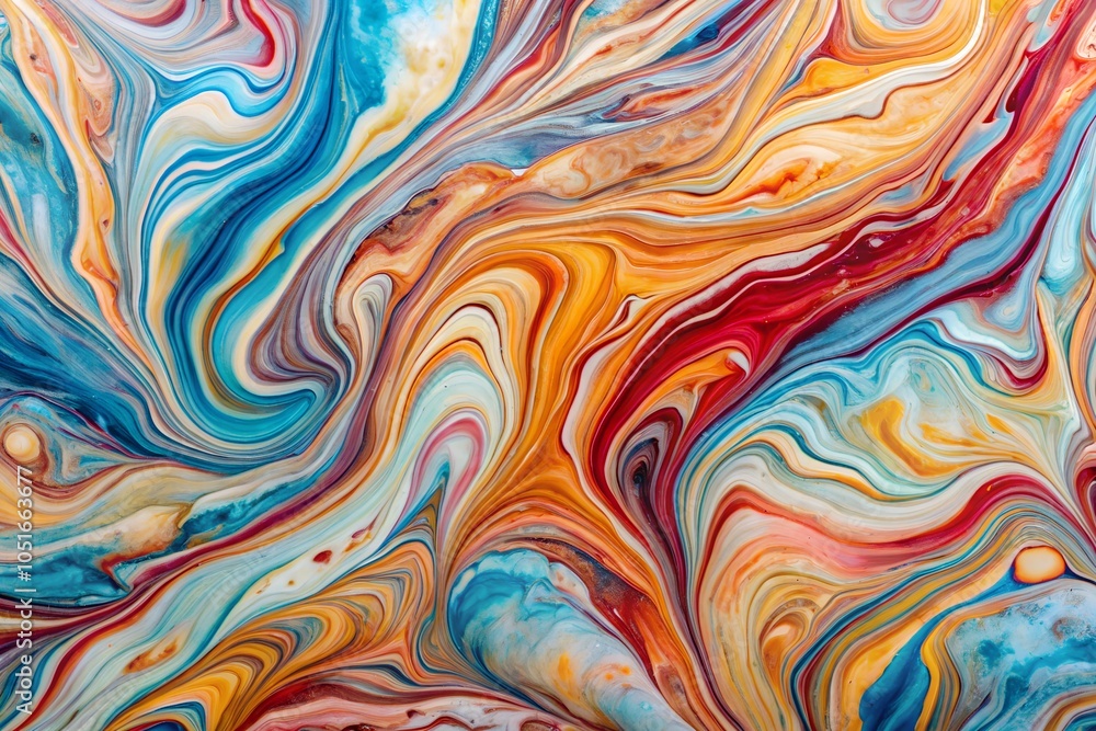 Abstract background featuring swirling patterns of blue, orange, and red tones, creating a vivid and dynamic marbleized texture perfect for modern designs. Abstract background featuring swirling patterns of blue, orange, and red tones, creating a vivid and dynamic marbleized texture perfect for modern designs.