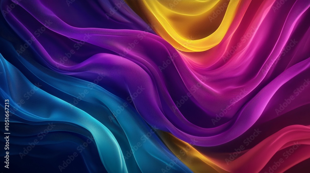 Obraz premium Colorful abstract waves of silk fabric flowing in smooth gradients.