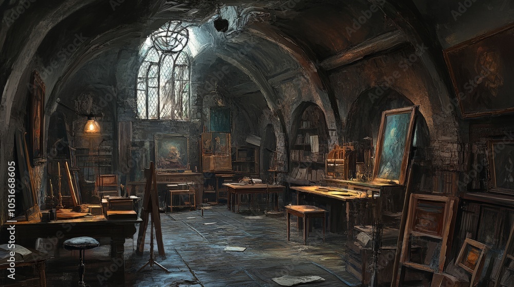 Creative Workspace in an Artistic Studio Setting Creative Workspace in an Artistic Studio Setting