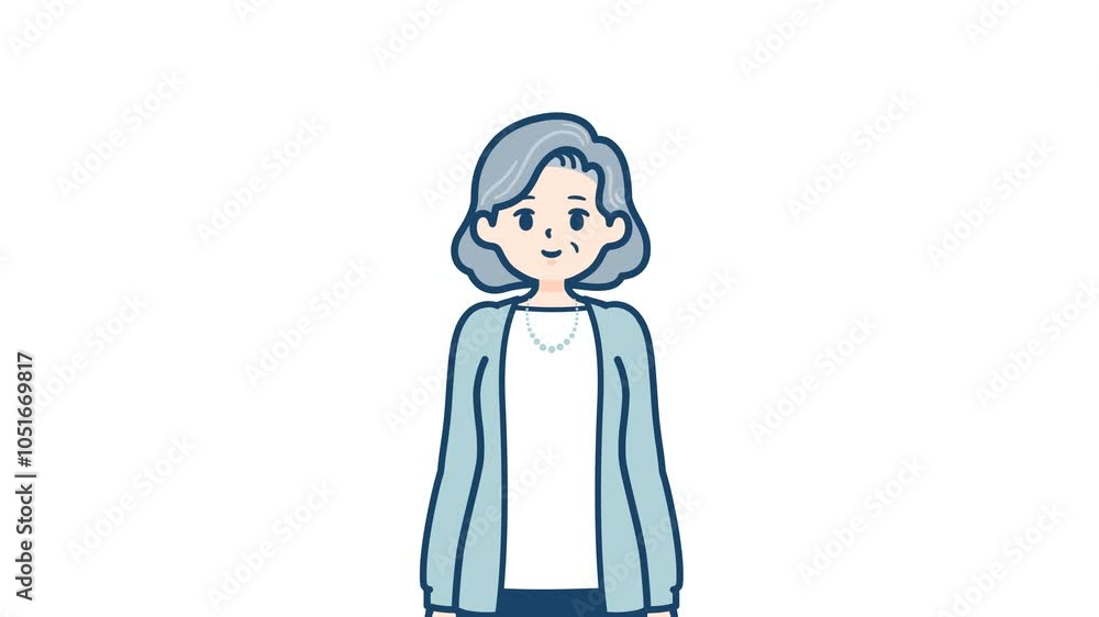 Senior woman_Blink and smile quietly_with alpha channel Senior woman_Blink and smile quietly_with alpha channel