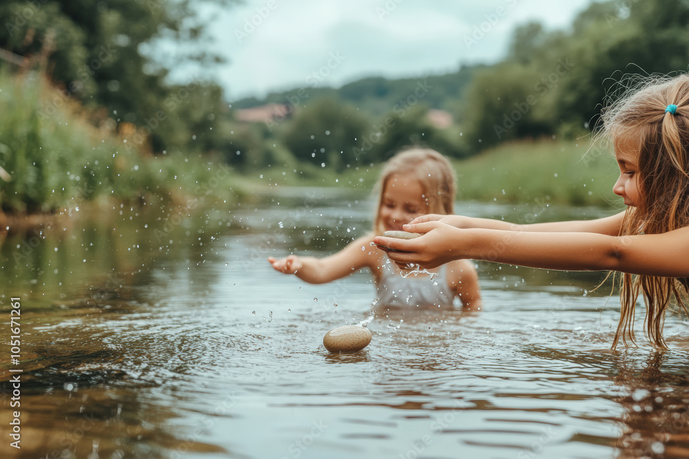 Fototapeta premium Joyful Summer Stream Play 