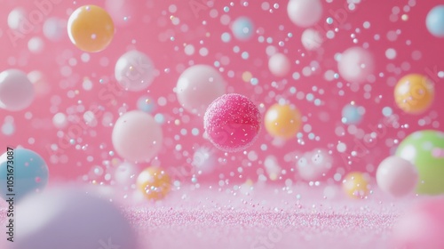 Pastel Pink Sprinkles Raining Down in Soft Focus