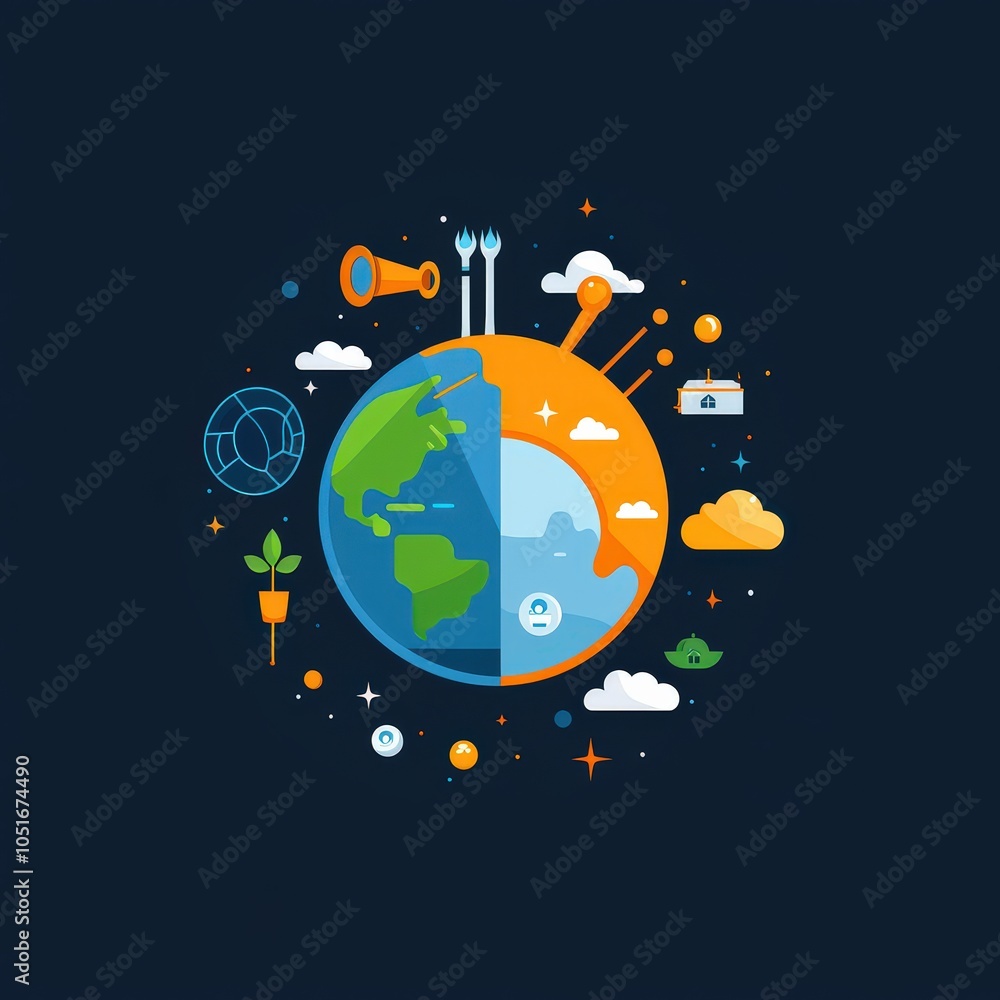 Fototapeta premium Creative Illustration of a Divided Earth Concept
