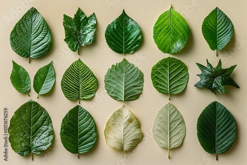 Leaf varieties shown on light background for comparison