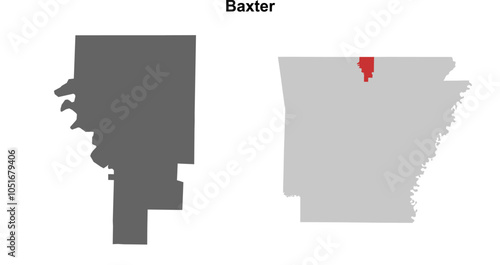 Baxter County (Arkansas) blank outline map set