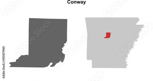 Conway County (Arkansas) blank outline map set
