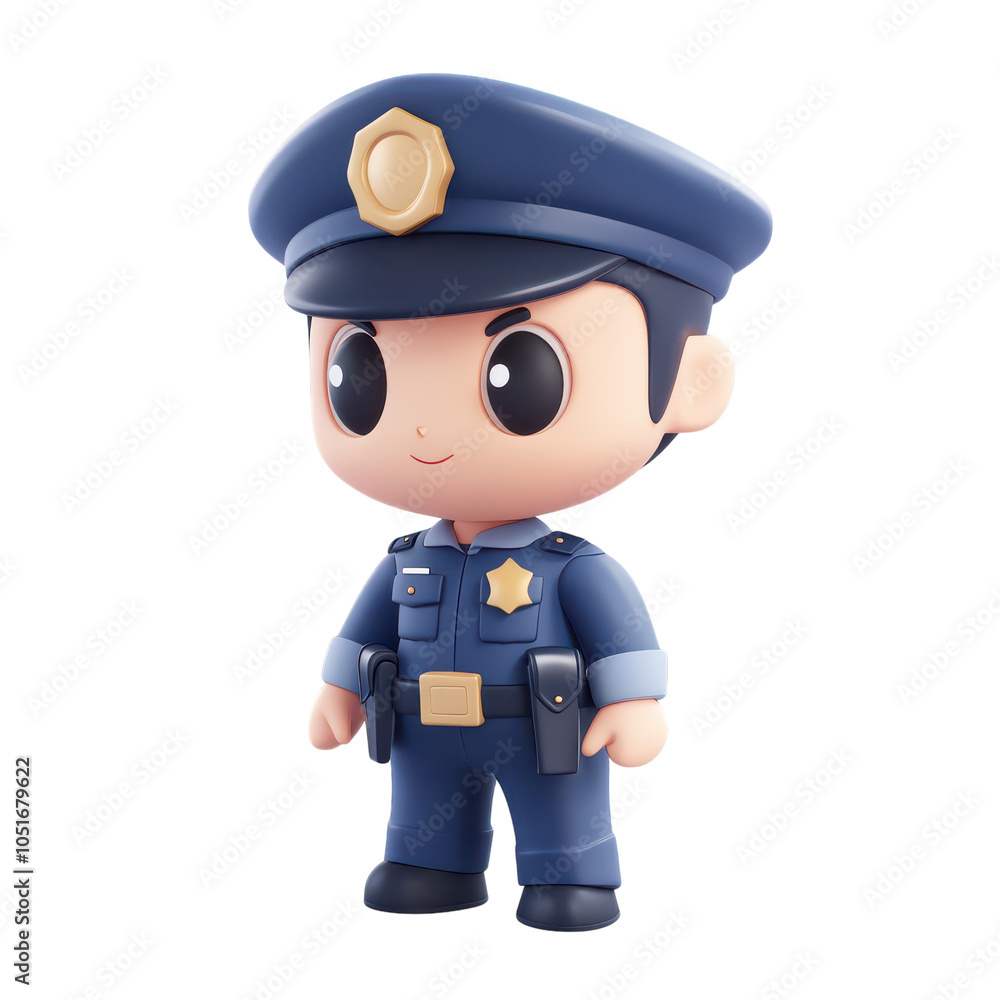3D Cartoon Style Police Uniform Icon for Creative Projects 3D Cartoon Style Police Uniform Icon for Creative Projects