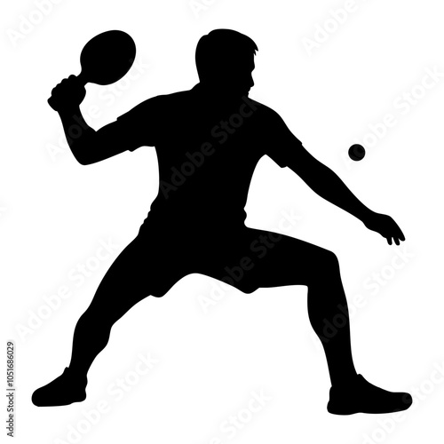 Ping pong player silhouette in action
