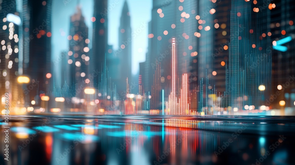 A futuristic cityscape with glowing lines and data visualizations, blending urban architecture with digital elements. A futuristic cityscape with glowing lines and data visualizations, blending urban architecture with digital elements.