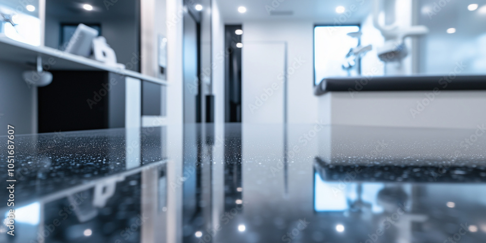 A polished table surface in a contemporary clinic, with defocused medical equipment and white walls in the background, emphasizing cleanliness and precision. A polished table surface in a contemporary clinic, with defocused medical equipment and white walls in the background, emphasizing cleanliness and precision.