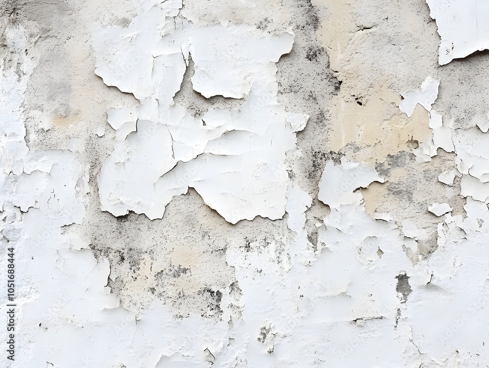 Close-up of a weathered wall with peeling paint and stains. Close-up of a weathered wall with peeling paint and stains.
