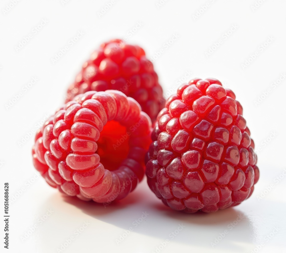 raspberries close up on white background raspberries close up on white background
