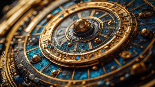 Wallpaper Mural Close-up of a horoscope wheel, featuring colorful segments and intricate designs, with astrological elements around it. Torontodigital.ca